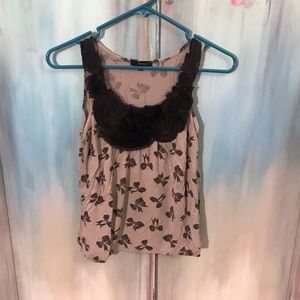 Soprano adorable sm tan tank w brown embroidery